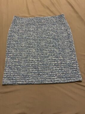 Ann Taylor Blue and White Tweed Pencil Skirt